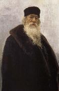 Ilia Efimovich Repin Leather wearing the Stasov oil painting artist